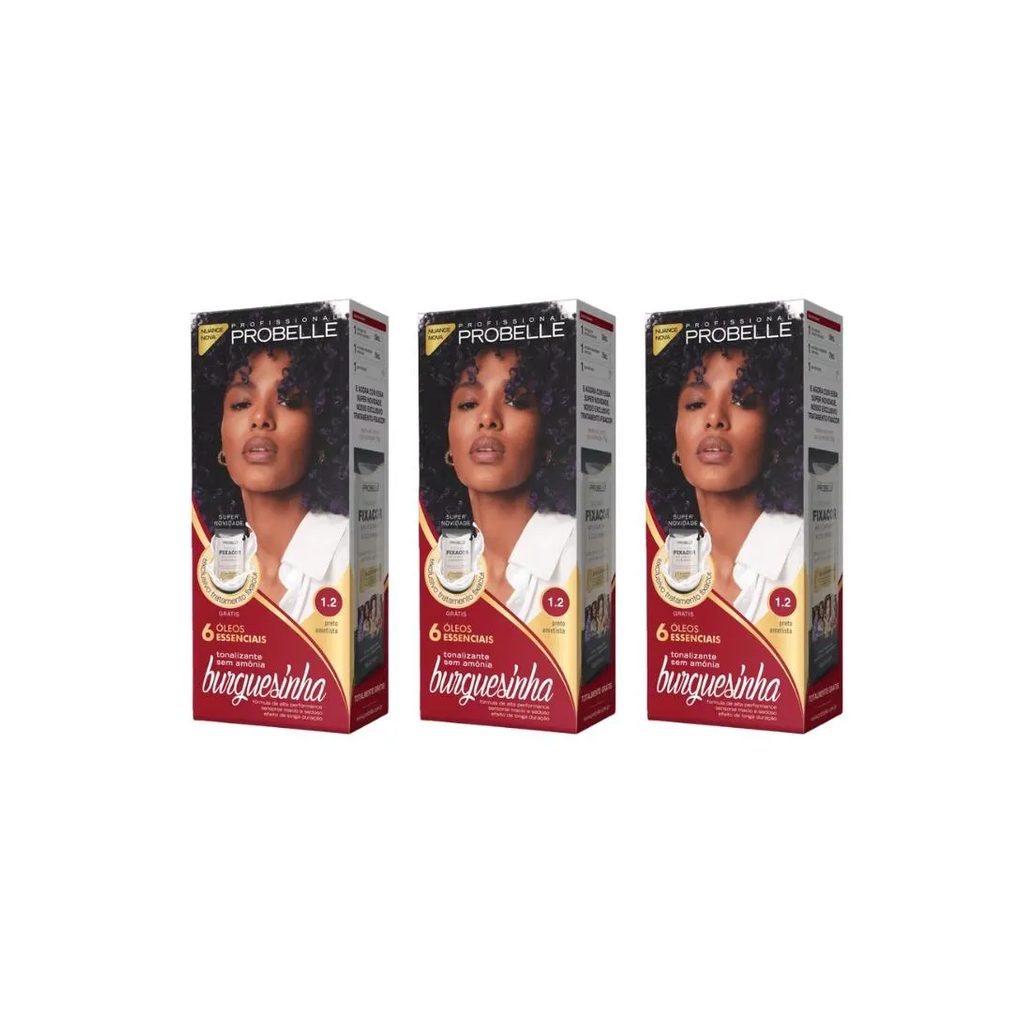 Coloraçao Probelle Burguesinha 1.2 Preto Ametista-Kit C/3un