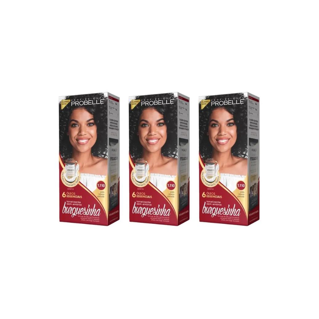 Coloraçao Probelle Burguesinha 1.110 Preto Intenso Prof-3un