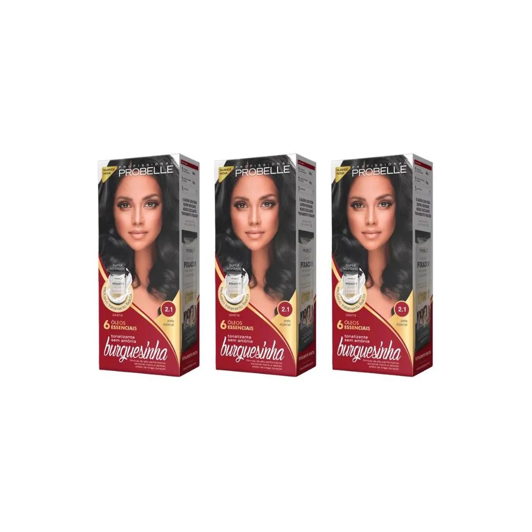 Coloraçao Probelle Burguesinha 2.1 Preto Especial-Kit C/3un