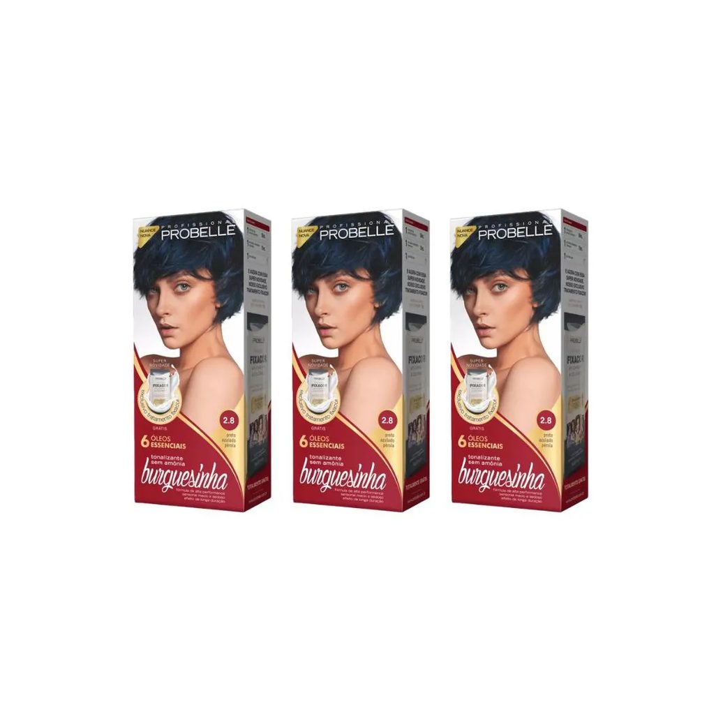 Coloraçao Probelle Burguesinha 2.8 Preto Azulado Perola-3un