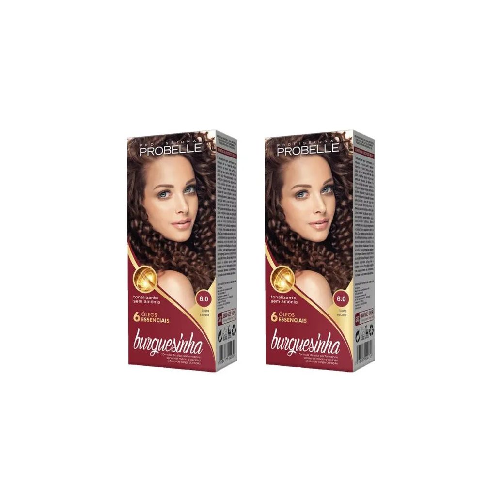 Coloraçao Probelle Burguesinha 6.0 Louro Escuro-Kit C/2un