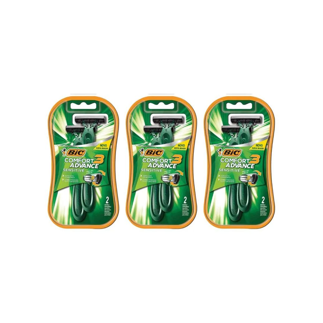 Aparelho de Barbear Bic Comf 3 C/2 Pele Sensivel-Kit C/3un