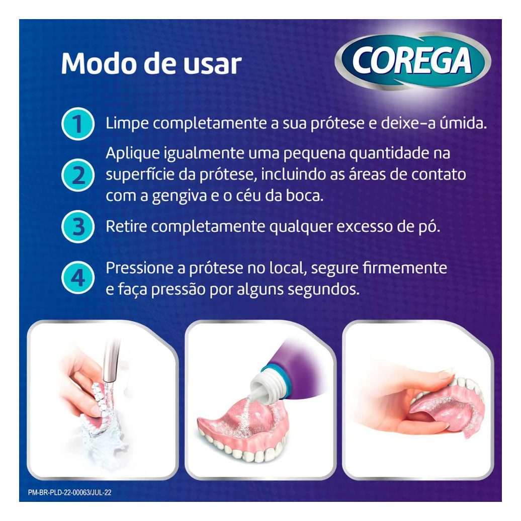 Kit Pó Fixador de Dentadura Corega 3 em 1 22g 3 unidades