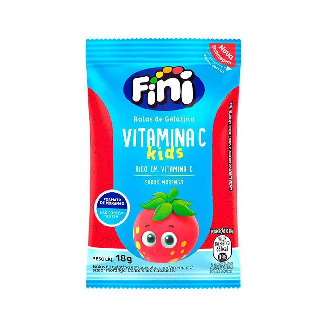 Bala de Gelatina Fini Vitamina C kids Morango 18g