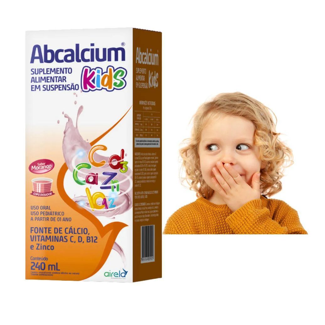Abcalcium Kids 240 Ml Calcio B12 D e Zinco Crianças e Adultos