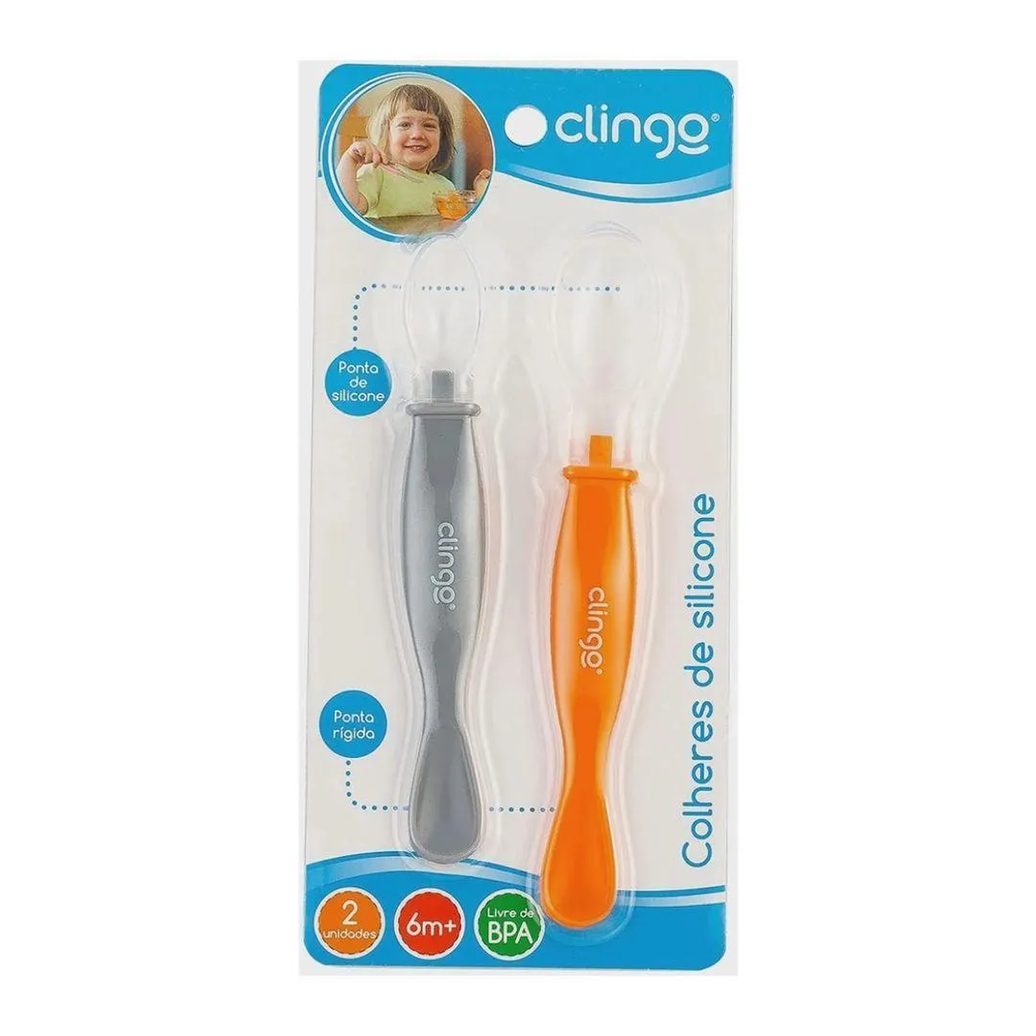 Kit Colheres Silicone Com Ponta Dupla 2 Unidades - Clingo