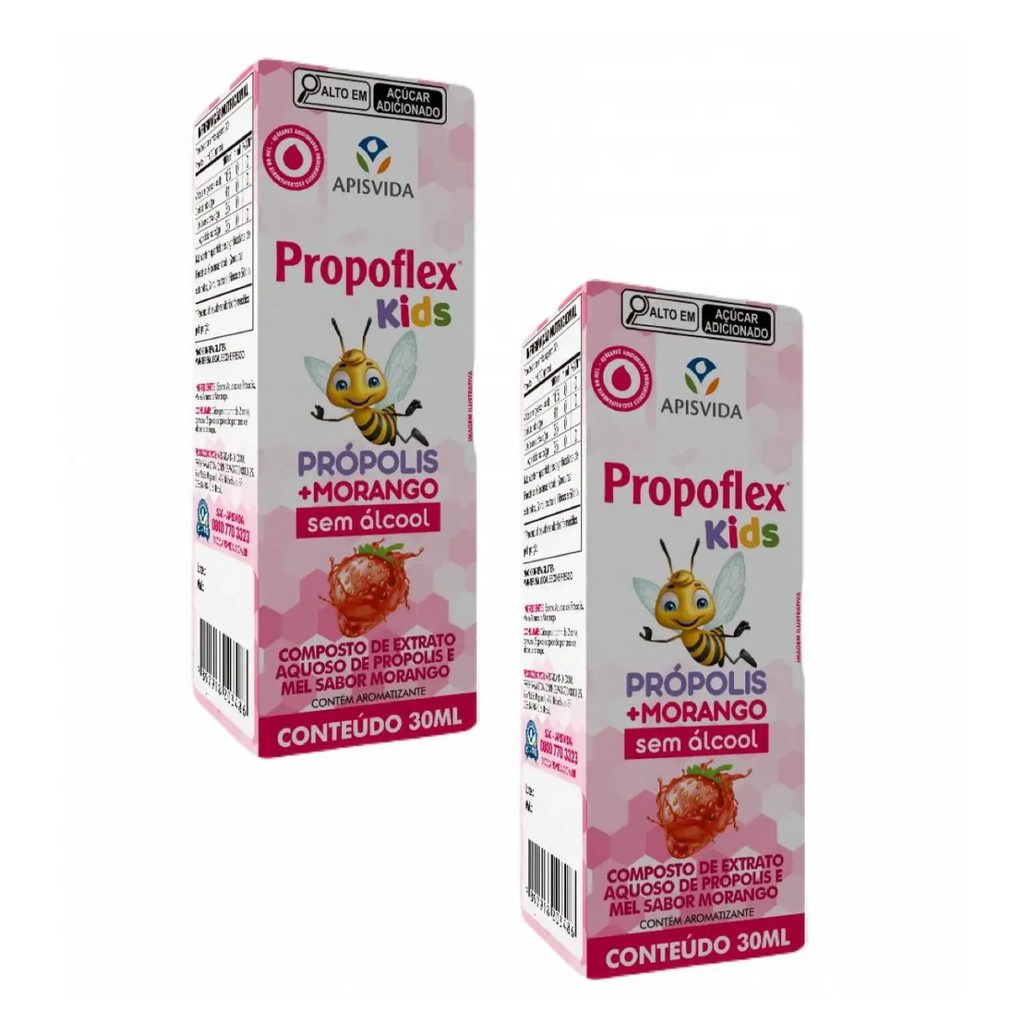 2x Propoflex Kids Morango- Própolis Aquoso-30 ML Apis Vida