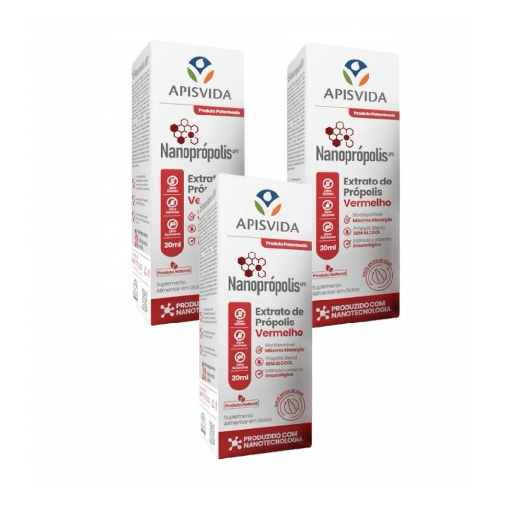 3x Nanoprópolis Extrato de Própolis Vermelho 20ml- Apis Vida