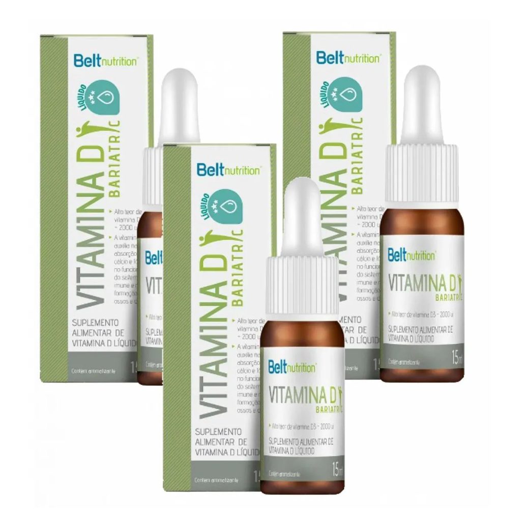 3x Vitamina D3 Belt Bariatric - 15 Ml - 2.000ui Cada 2 Gotas