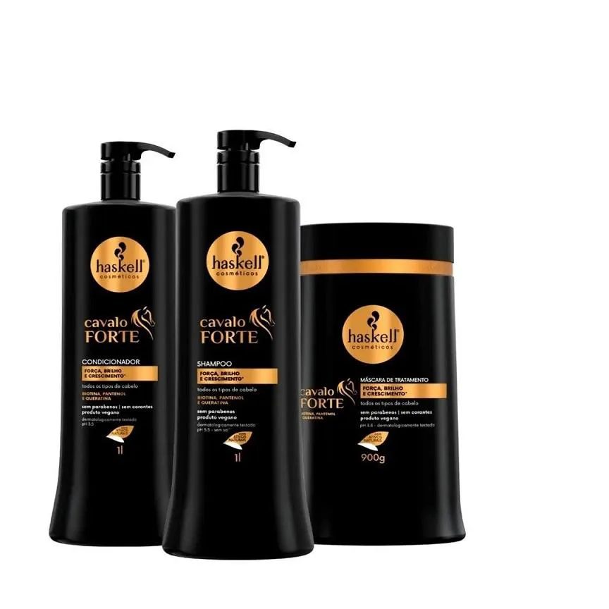 Kit Haskell Cavalo Forte Shampoo 1 Litro 1 Condicionador 1 Litro 1 Mascara 900ML