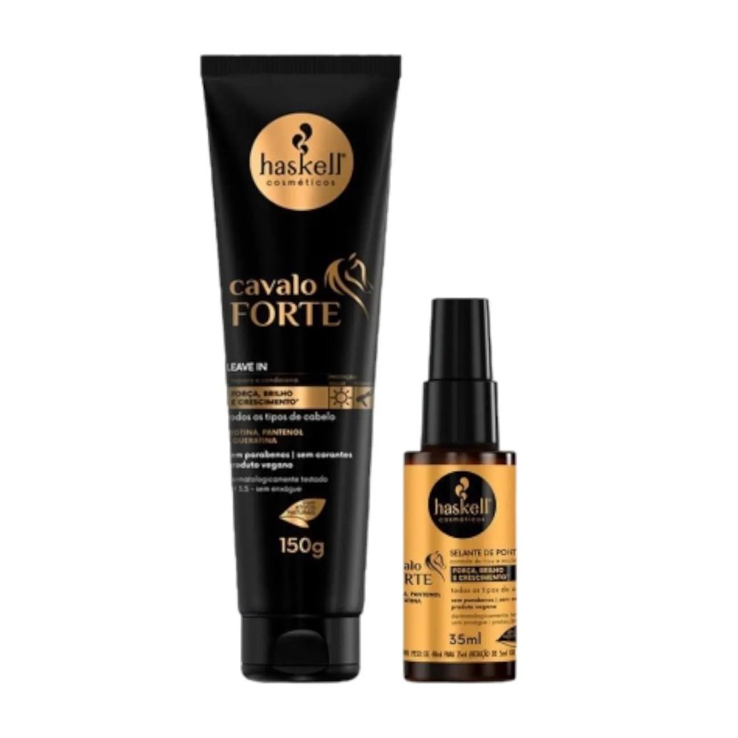 Kit Cavalo Forte 1 Leave In 150g 1 Selante de pontas 35ml Haskell