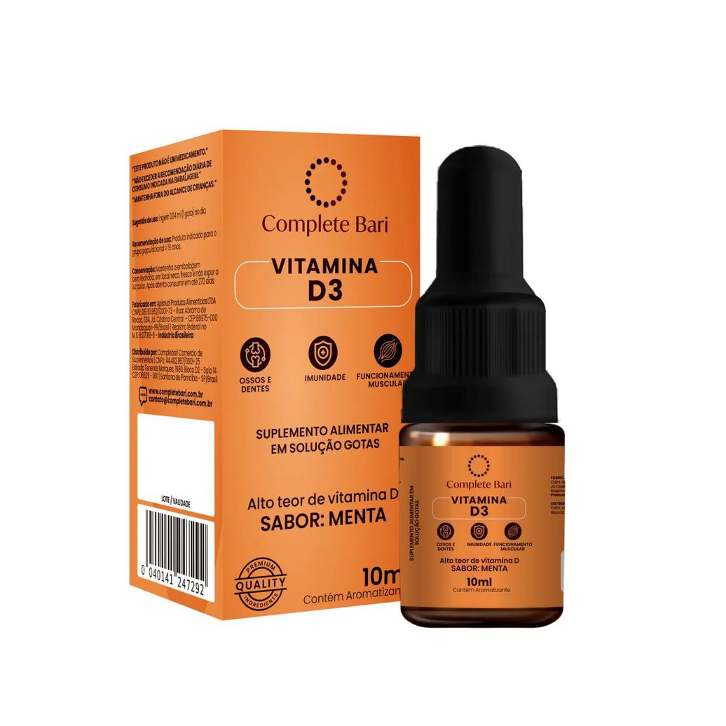 Vitamina D3 Gotas Sabor Menta 10ml Complete Bari