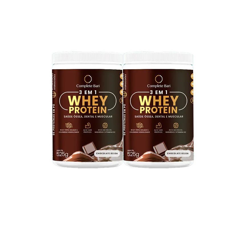 Kit 2 Whey Isolado Chocolate Belga Complete Bari