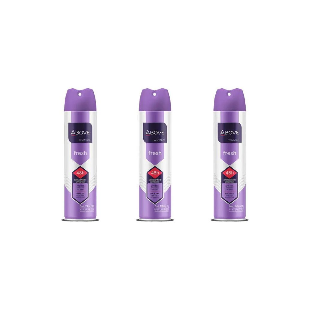 Desodorante Aerossol Above 150 ml Feminino Fresh-Kit C/3un