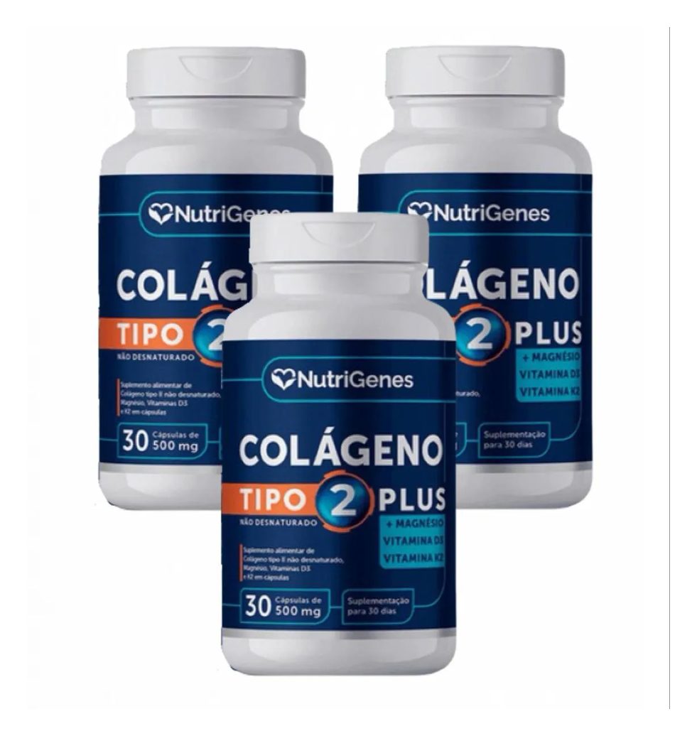 3x Colágeno Tipo2 Plus + Vit D 3 + Vit K2 + Magnésio
