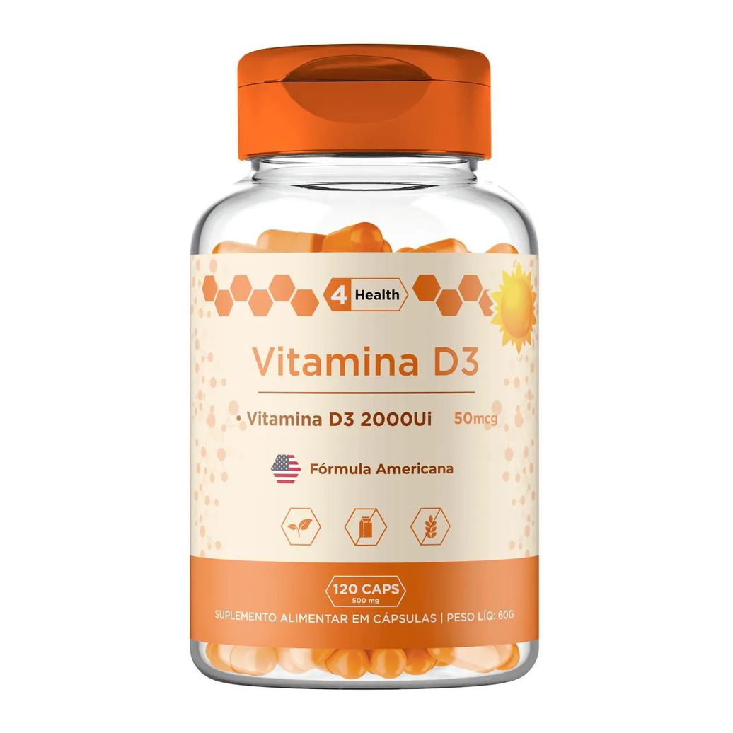 Vitamina D3 2000ui 120 Cápsulas - 4 Health