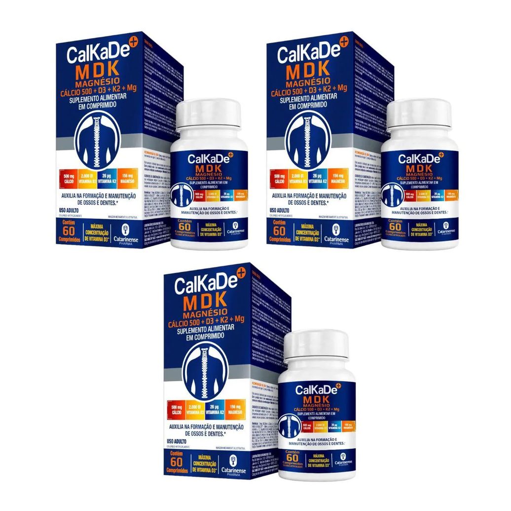 3 Caixas Suplemento Alimentar Calkade Mdk 60 comprimidos