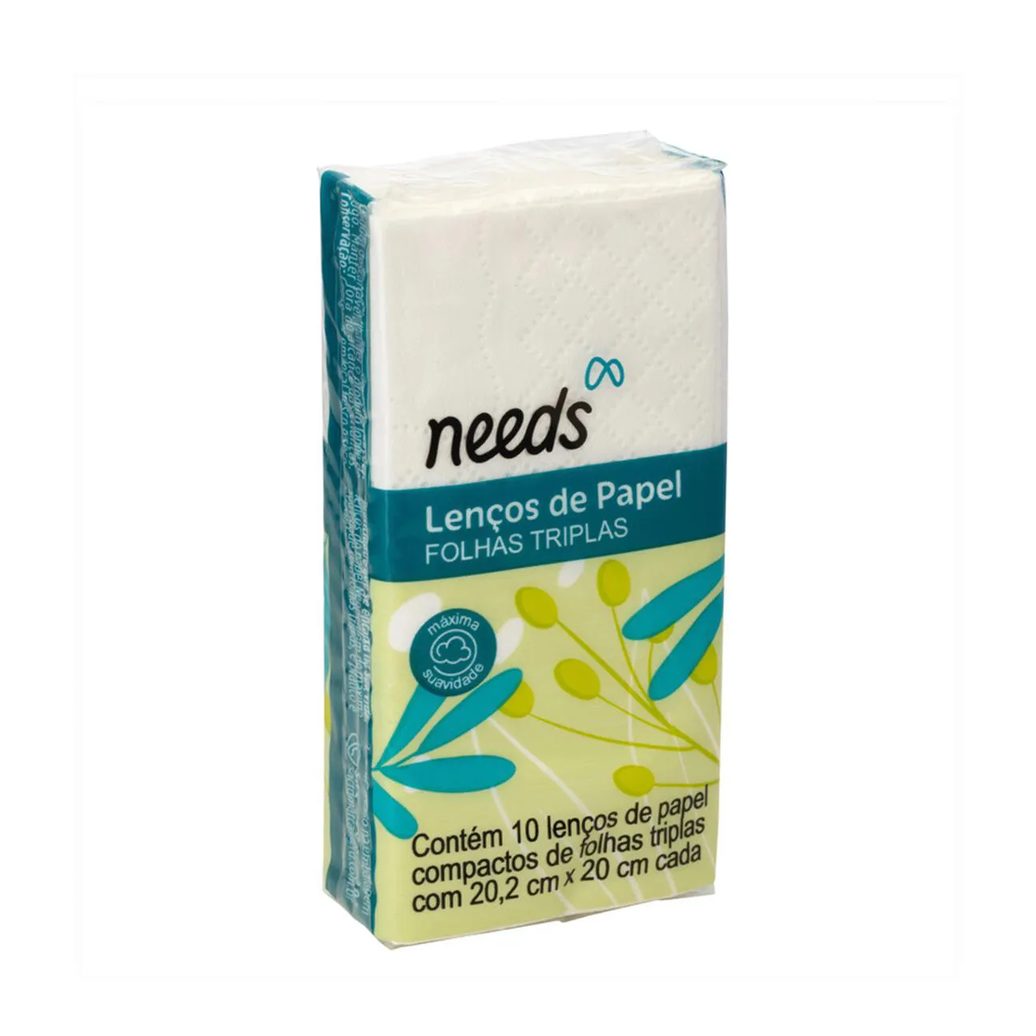 Lenço de Papel Needs Folhas Triplas 10 Unidades