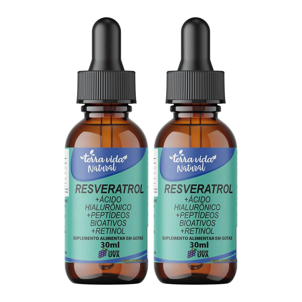 2 Resveratrol +Ácido Hialurônico +Colágeno +Vitamina A(Retinol) de 30ML Sabor UVA