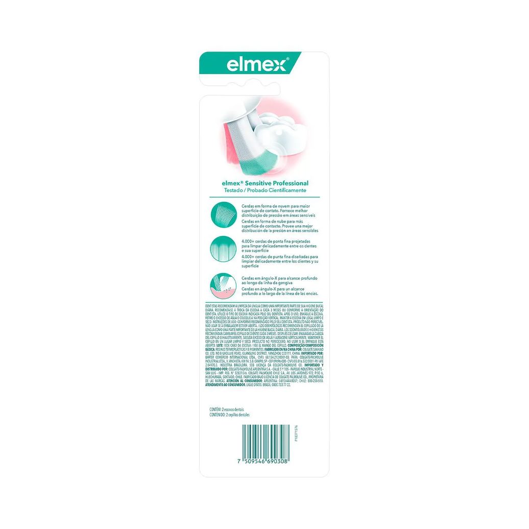 Kit Escova de Dente Elmex Sensitive Professional Ultra Macia Suave 2 unidades