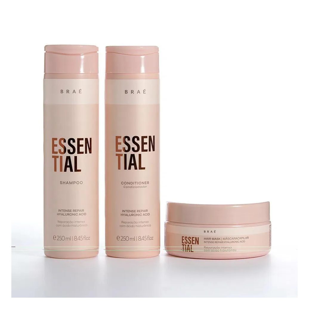 Kit Braé Essential Shampoo 250ml + Cond 250ml + Másc 200ml