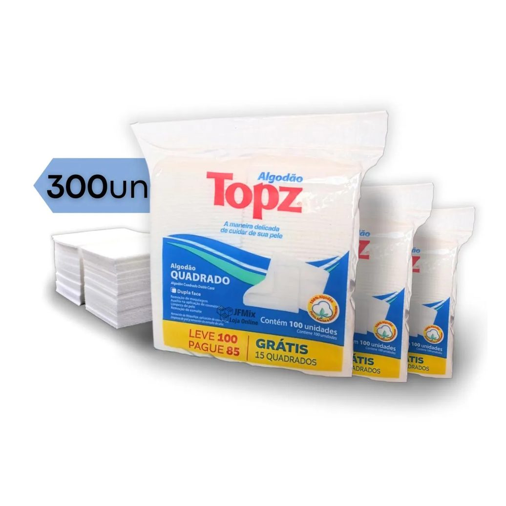 Algodão prensado quadrado TOPZ 300 unidades