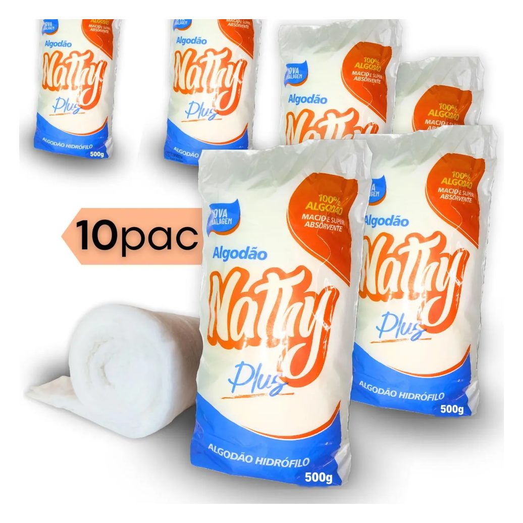 Algodão Hidrófilo Rolo 500gr C/10 Unidades