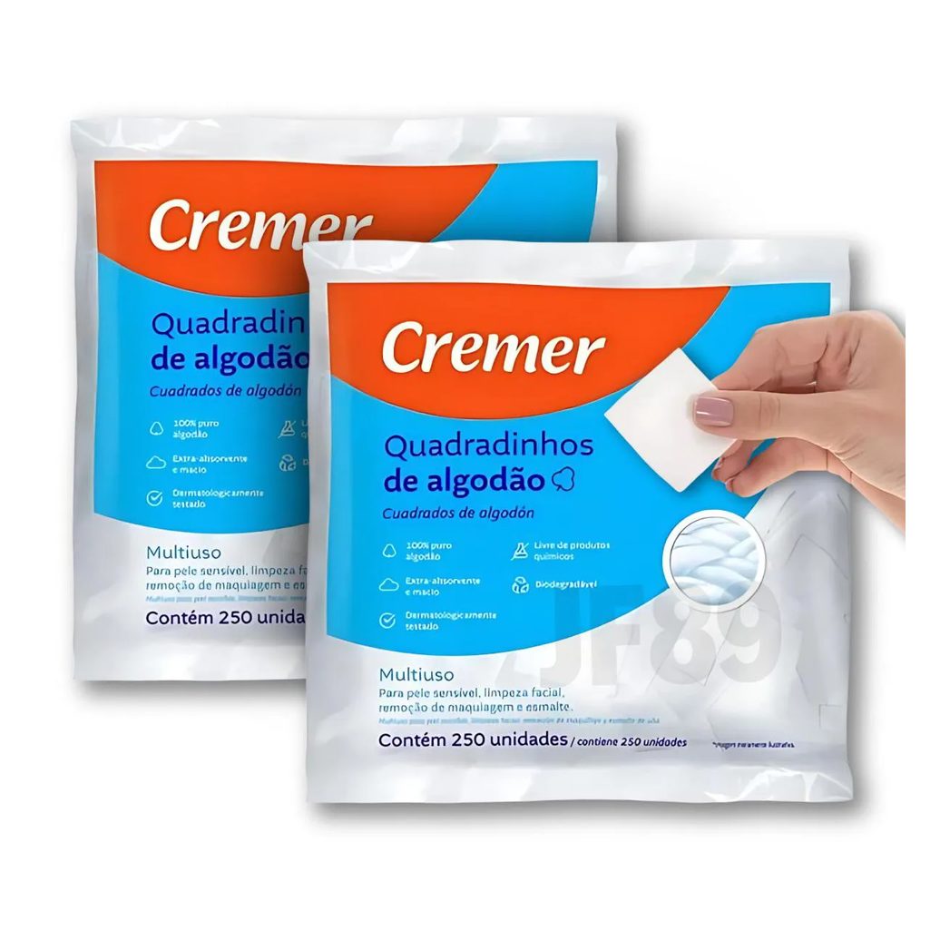 Algodão Prensado Quadrado Cremer Sem Perfume 500 Unidades