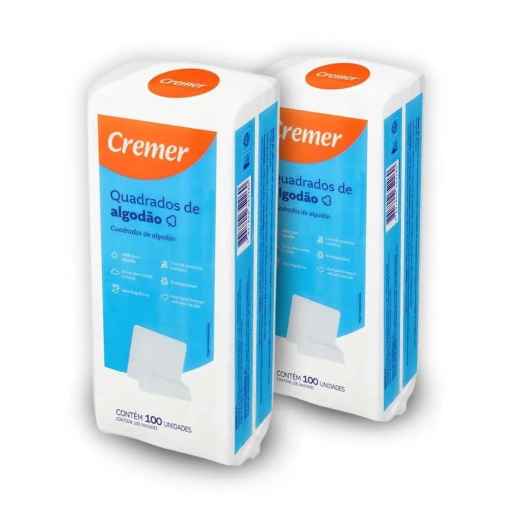 Algodão quadrado bebê Cremer Sem Perfume 200 unidades