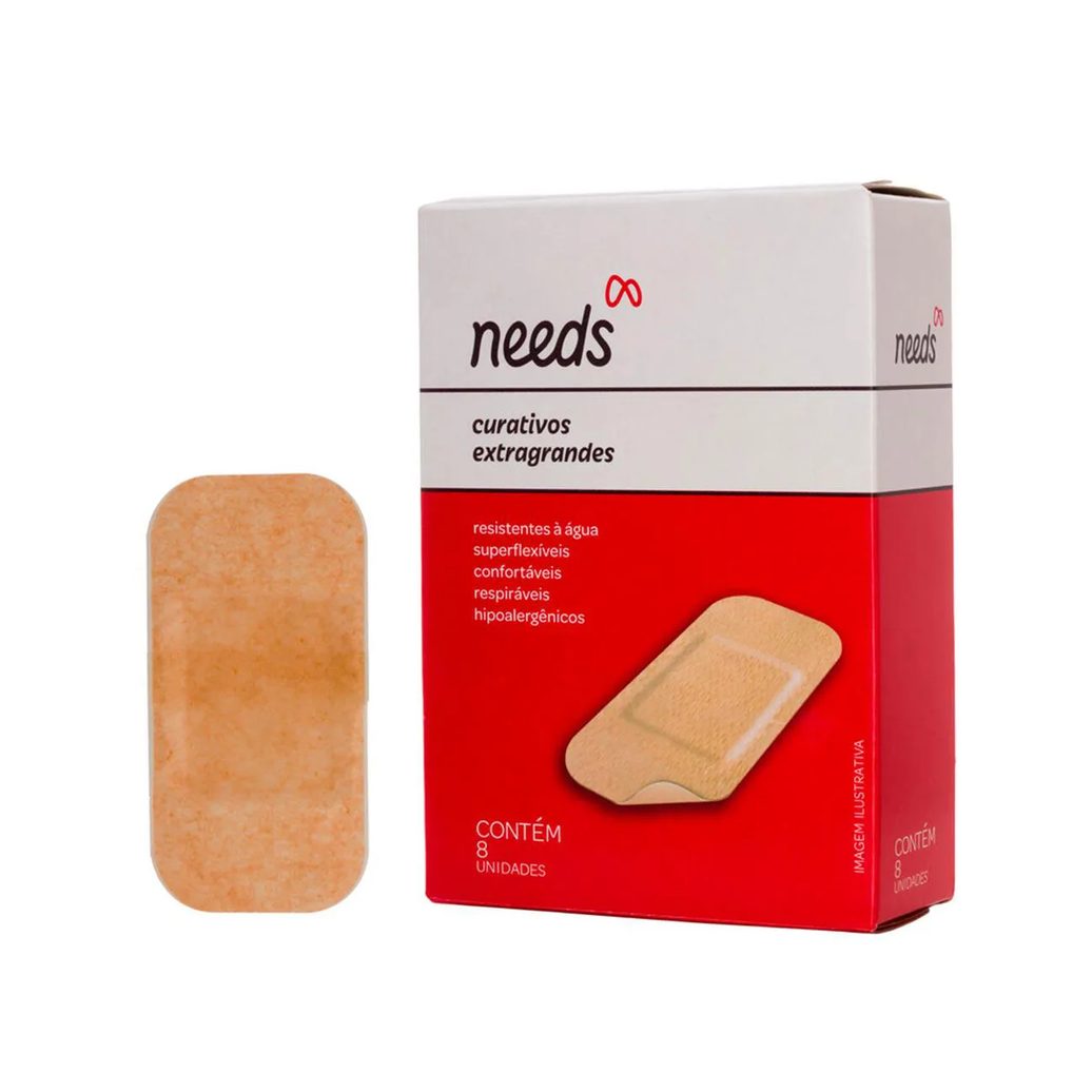 Curativo Extragrande Resistente à Água Needs 8 Unidades