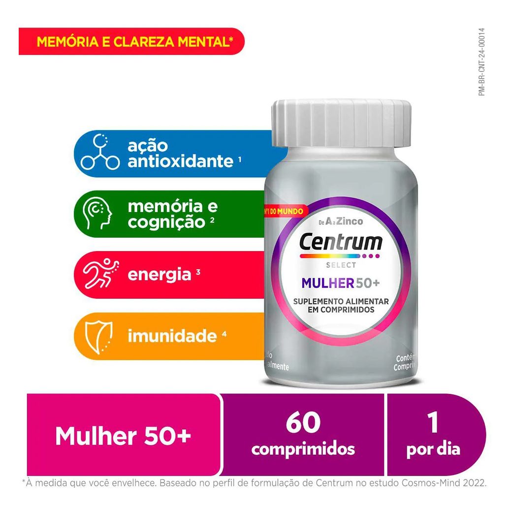 Kit Creme Fixador de Dentadura Ultra Corega Tripla Ação Sem Sabor 8,5g + Polivitamínico Centrum Select Mulher 50+ 60 comprimidos