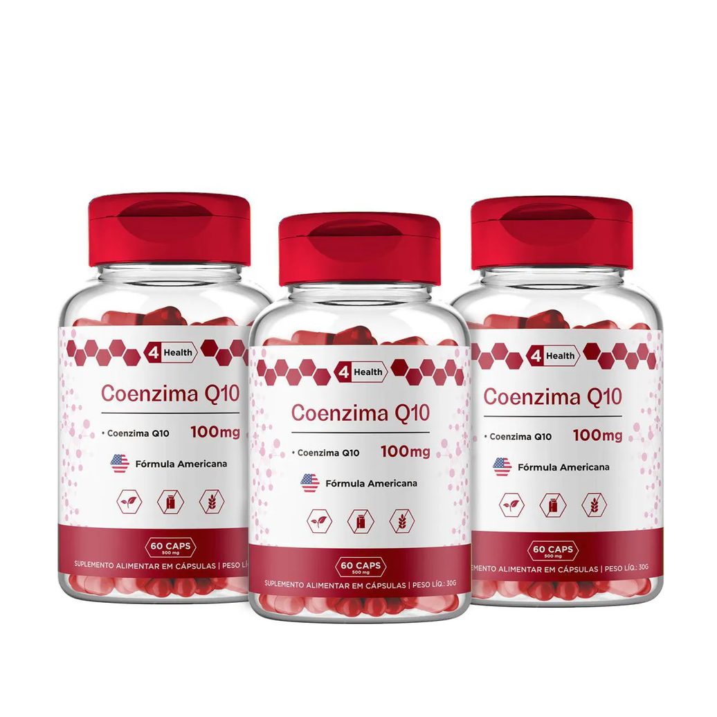 Coenzima Q10 100mg 60 Capsulas - 4 Health - 3 Potes