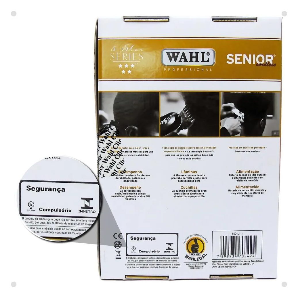Máquina de Corte Recarregável Wahl Senior Cordless Bivolt