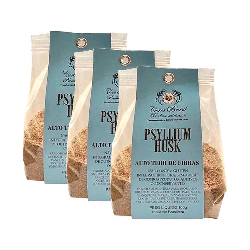 Kit 3x: Psyllium Husk Sem Glúten Ceres 100g