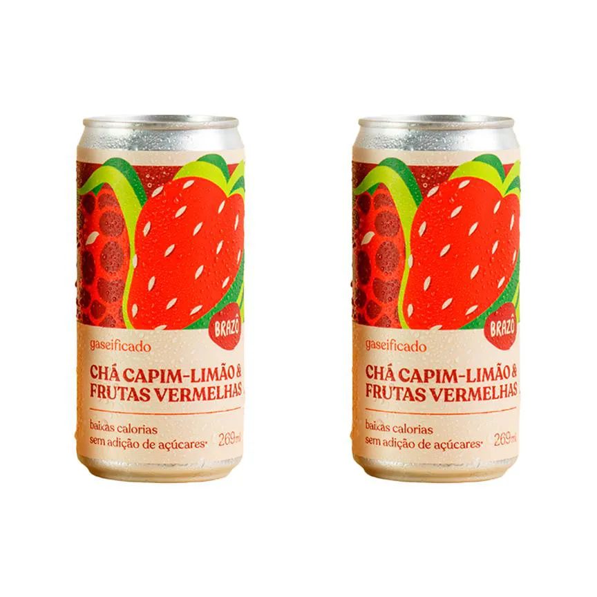 Kit 2x: Chá de Capim Limão com Frutas Vermelhas Gaseificado Brazô 269ml