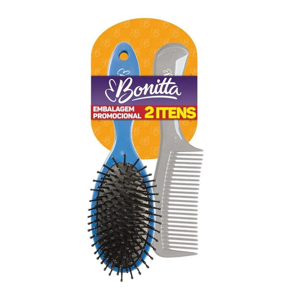 Kit Economico Escova e Pente Medio Bonitta Ref.558