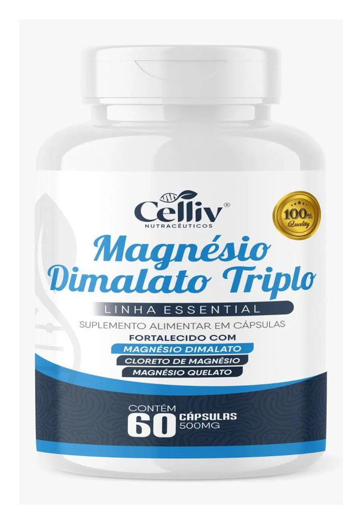 MAGNéSIO TRIPLO 60 CáPSULAS DIMALATO QUELATO CLORETO + K2 D3