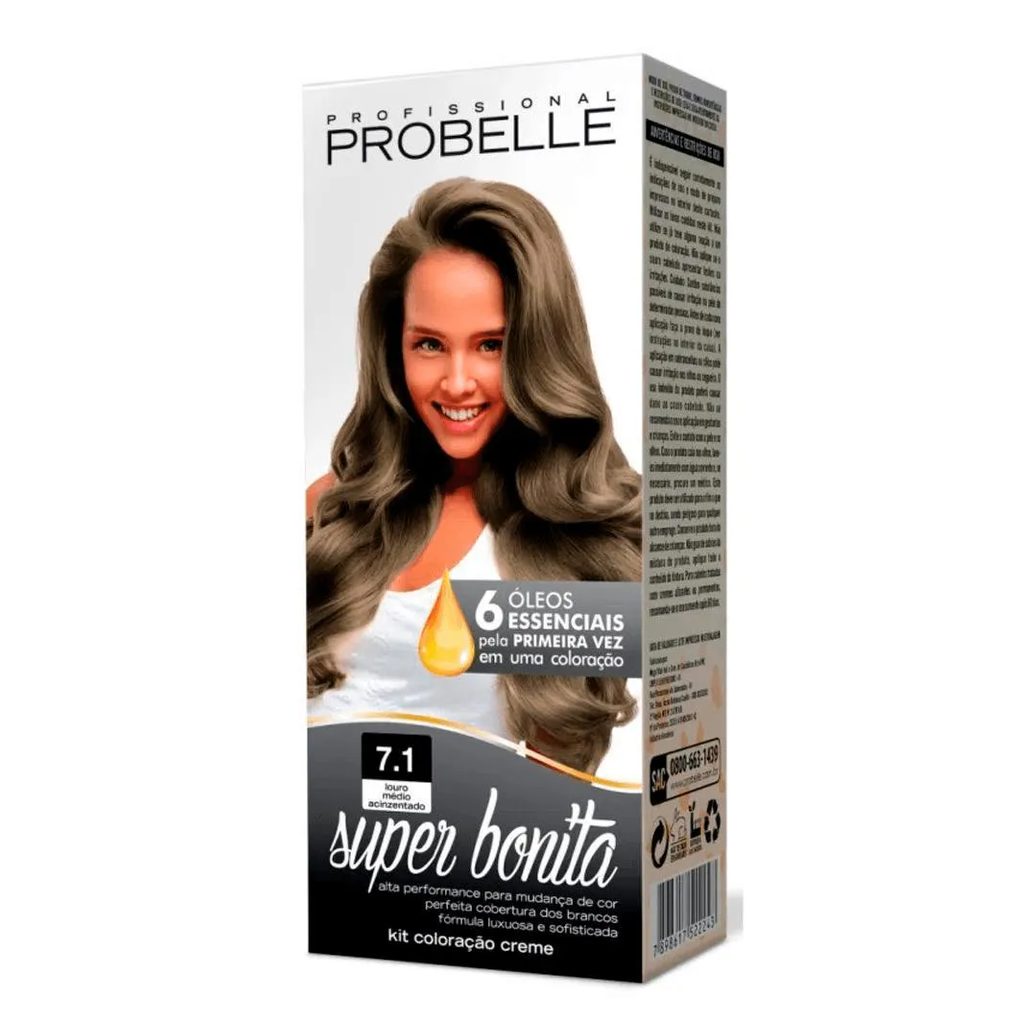 Tintura Probelle Super Bonita 7.1 Louro Medio Acinzentado