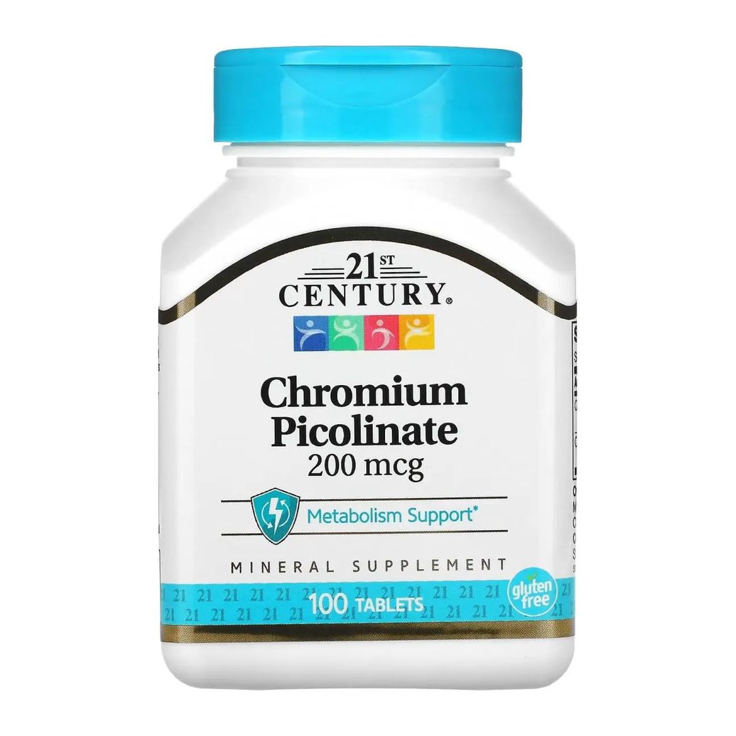 Picolinato de Cromo 200mcg 100 Tablets - 21st Century