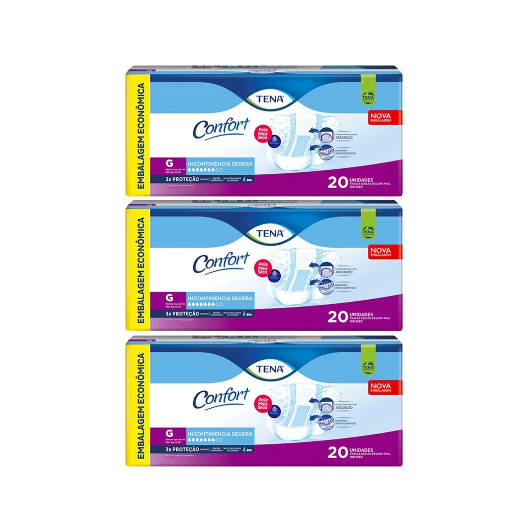 Kit C3 Pacote Econômico Fralda Adulto Tam G - Tena