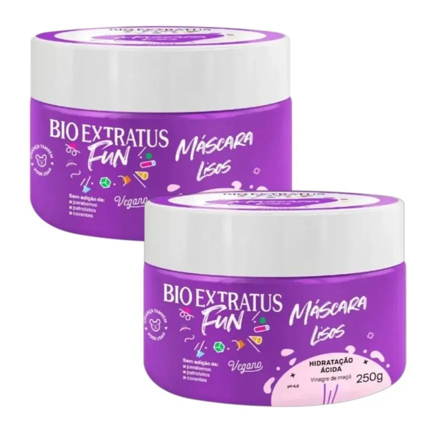 Kit 2 Mascara Fun Limpeza Cabelos Liso 250 G Bio Extratus
