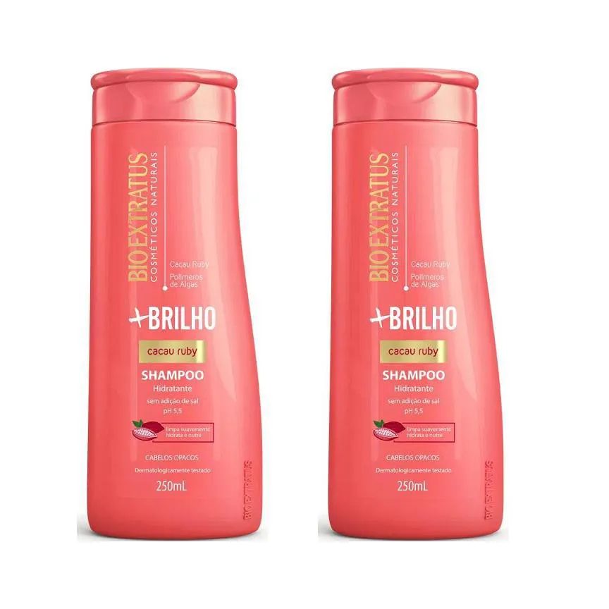 Kit 2 Shampoo Hidratante Mais Brilho 250 Ml Bio Extratus