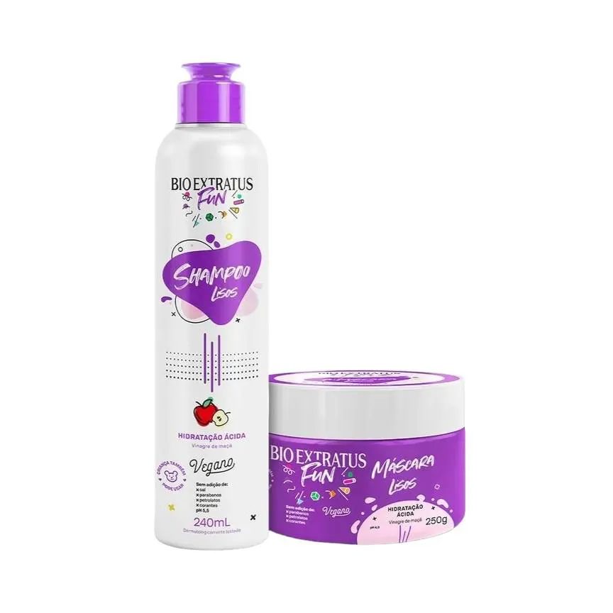 Kit 1 Shampoo 1 Máscara Fun Liso 240Ml
