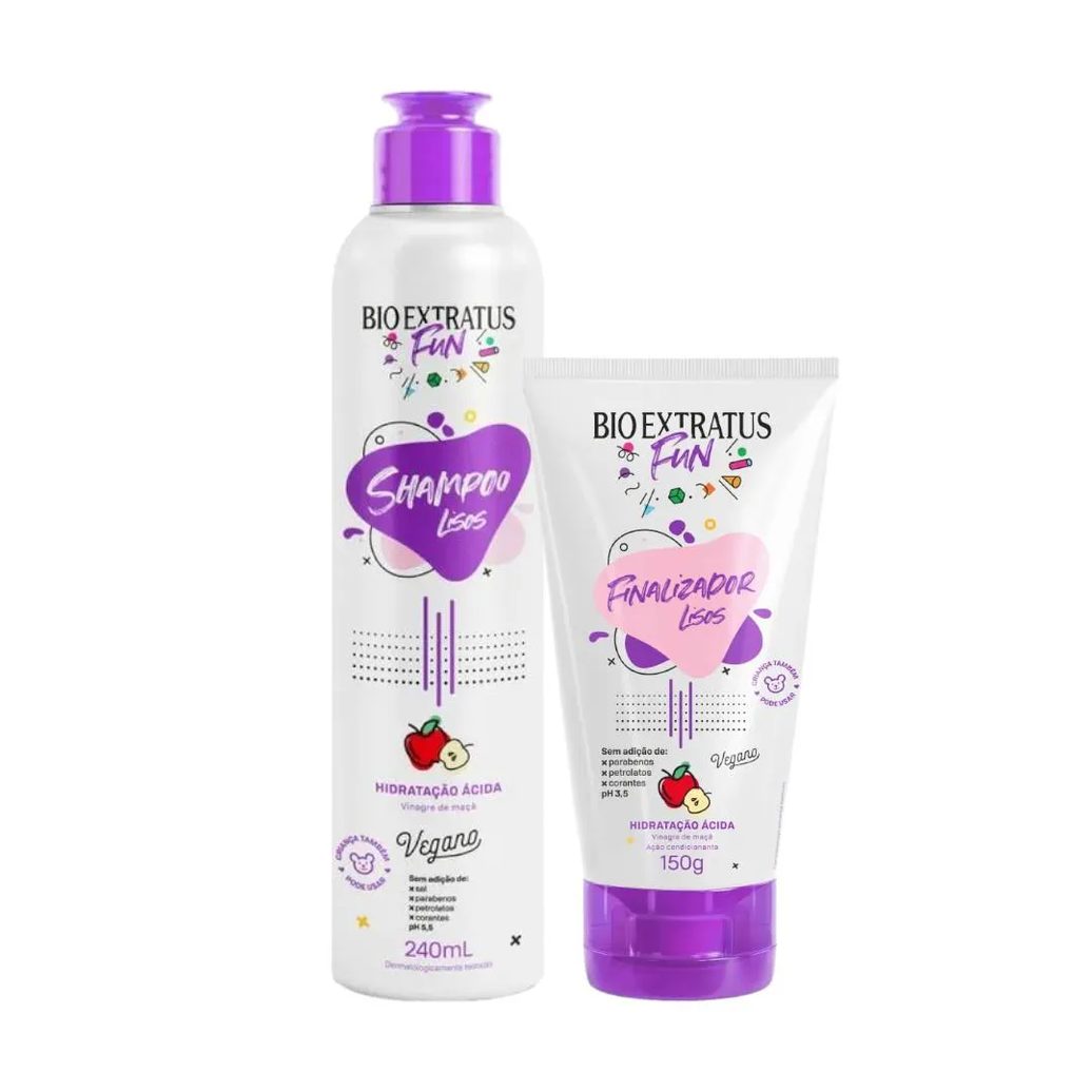 Kit 1 Shampoo 1 Finalizador Fun Liso 240Ml