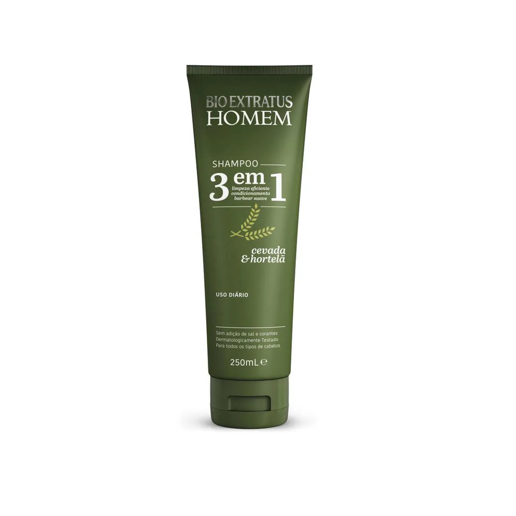 Shampoo 3 em 1 Limpeza, Condicionamento e Barbear 250 Ml