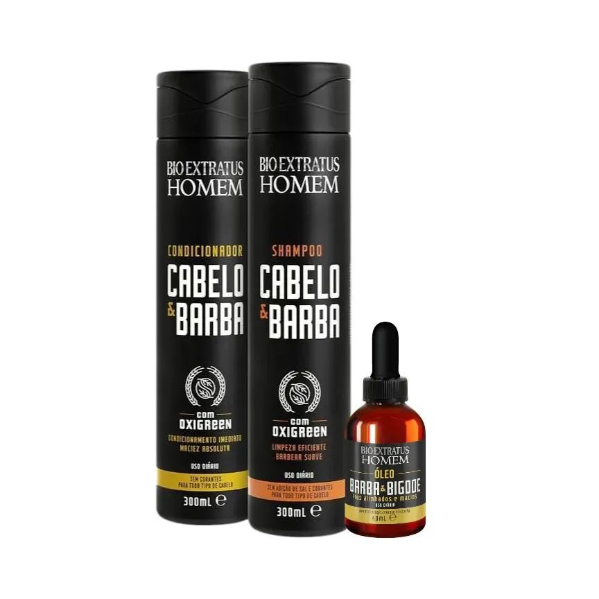 Kit Homem 1 Shampoo 300Ml 1 Condicionador 300Ml 1 Óleo 40Ml