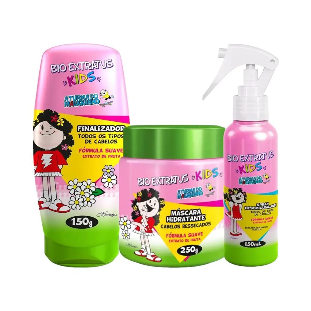 Kit Infantil Finalização Kids 1 Máscara 240G 1 Finalizador 150G 1 Spray 150Ml