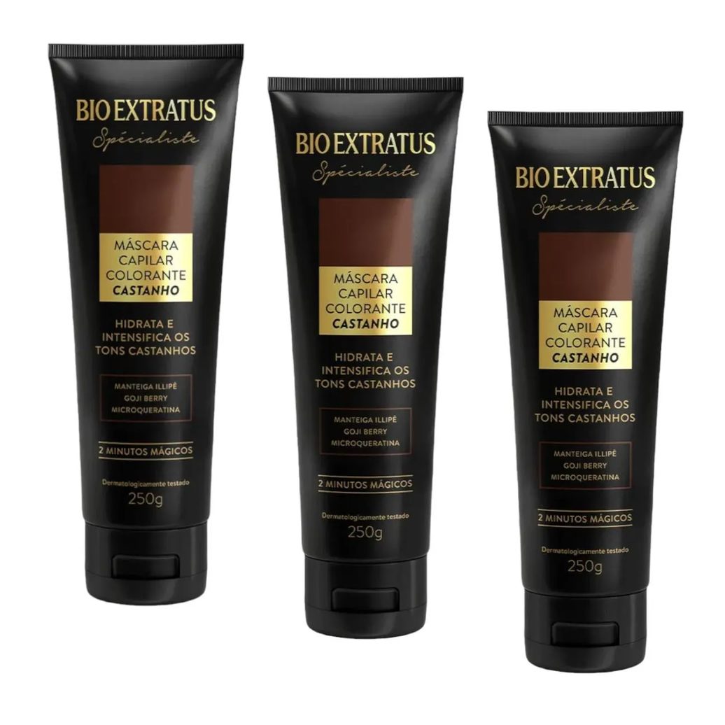 Kit 3 Mascara Colorante Castanha Reaviva A Cor e Trata 250 Gr