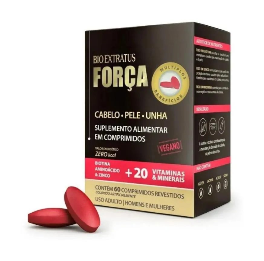 Suplemento Força 900Mg Cabelos Pele Unha Bio Extratus