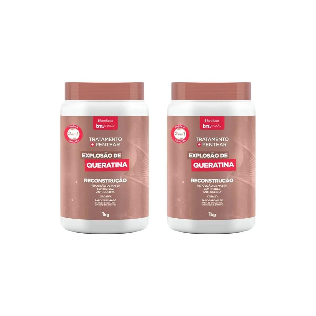 Creme de Trat Beleza Natural 1000g Explosao Queratina - 2un